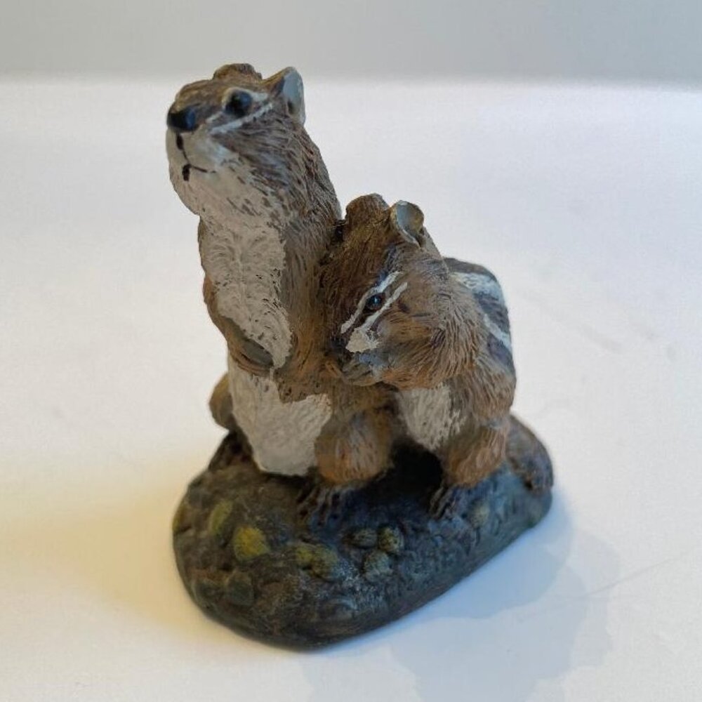 Vintage The Bronze Menagerie by Norman and Herman Deaton Chipmunks Figurine 1974